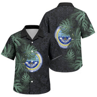 Federated States Of Micronesia Family Matching Tank Maxi Dress and Hawaiian Shirt FSM Tropical Monstera Leaf Dark Tribal Pattern