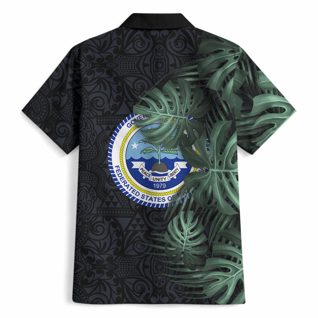 Federated States Of Micronesia Hawaiian Shirt FSM Tropical Monstera Leaf Dark Tribal Pattern