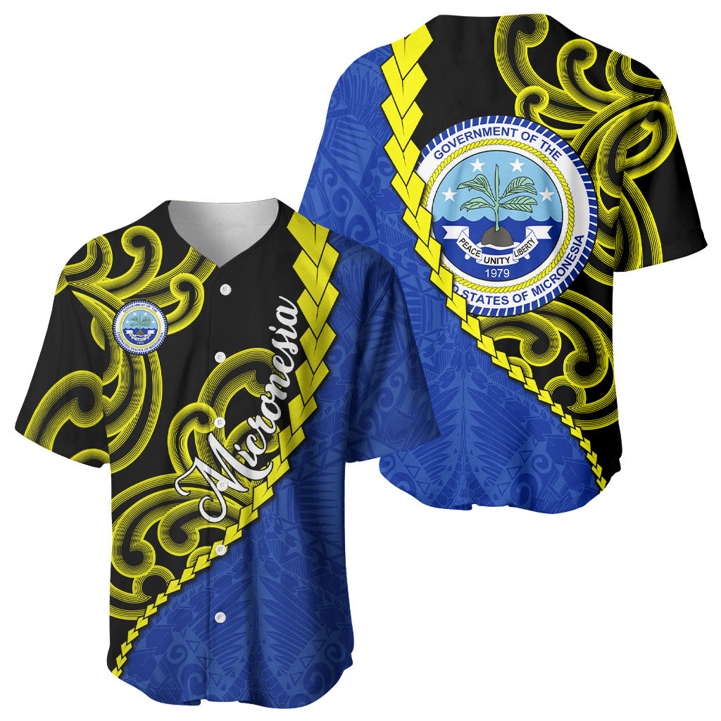 Federated States Of Micronesia FSM Baseball Jersey Pacific Islander Tribal Swirl Geometric Pattern