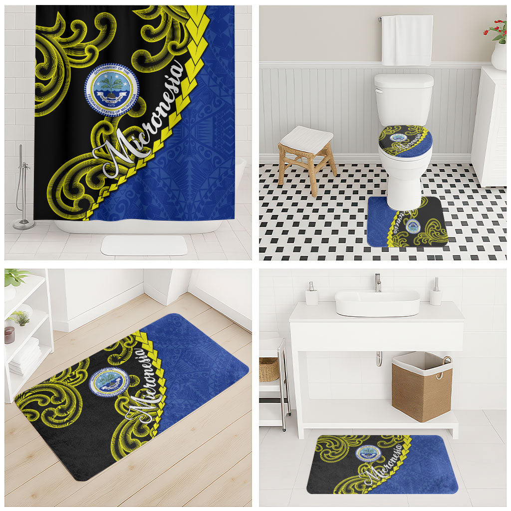 Federated States Of Micronesia FSM Bathroom Set Pacific Islander Tribal Swirl Geometric Pattern