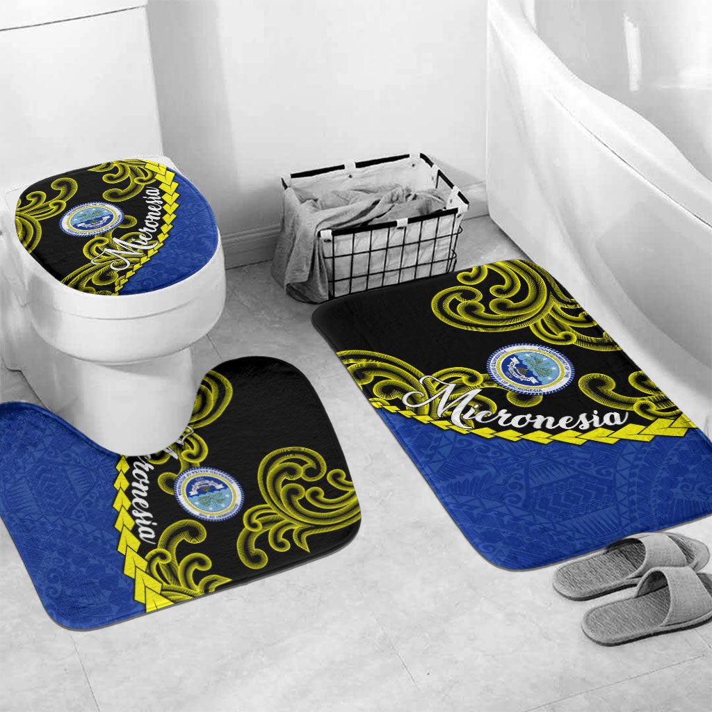 Federated States Of Micronesia FSM Bathroom Set Pacific Islander Tribal Swirl Geometric Pattern