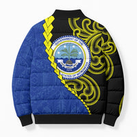 Federated States Of Micronesia FSM Bomber Puffer Jacket Pacific Islander Tribal Swirl Geometric Pattern