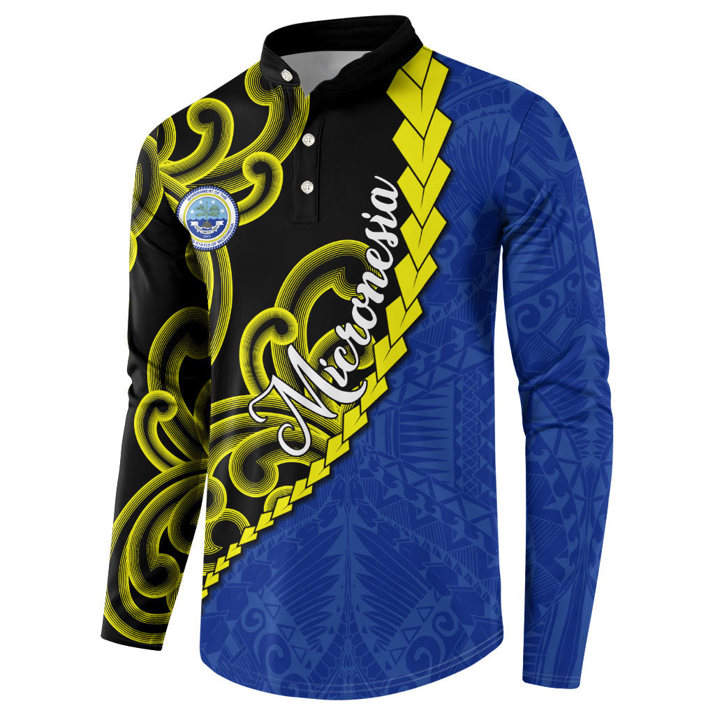 Federated States Of Micronesia FSM Button Sweatshirt Pacific Islander Tribal Swirl Geometric Pattern