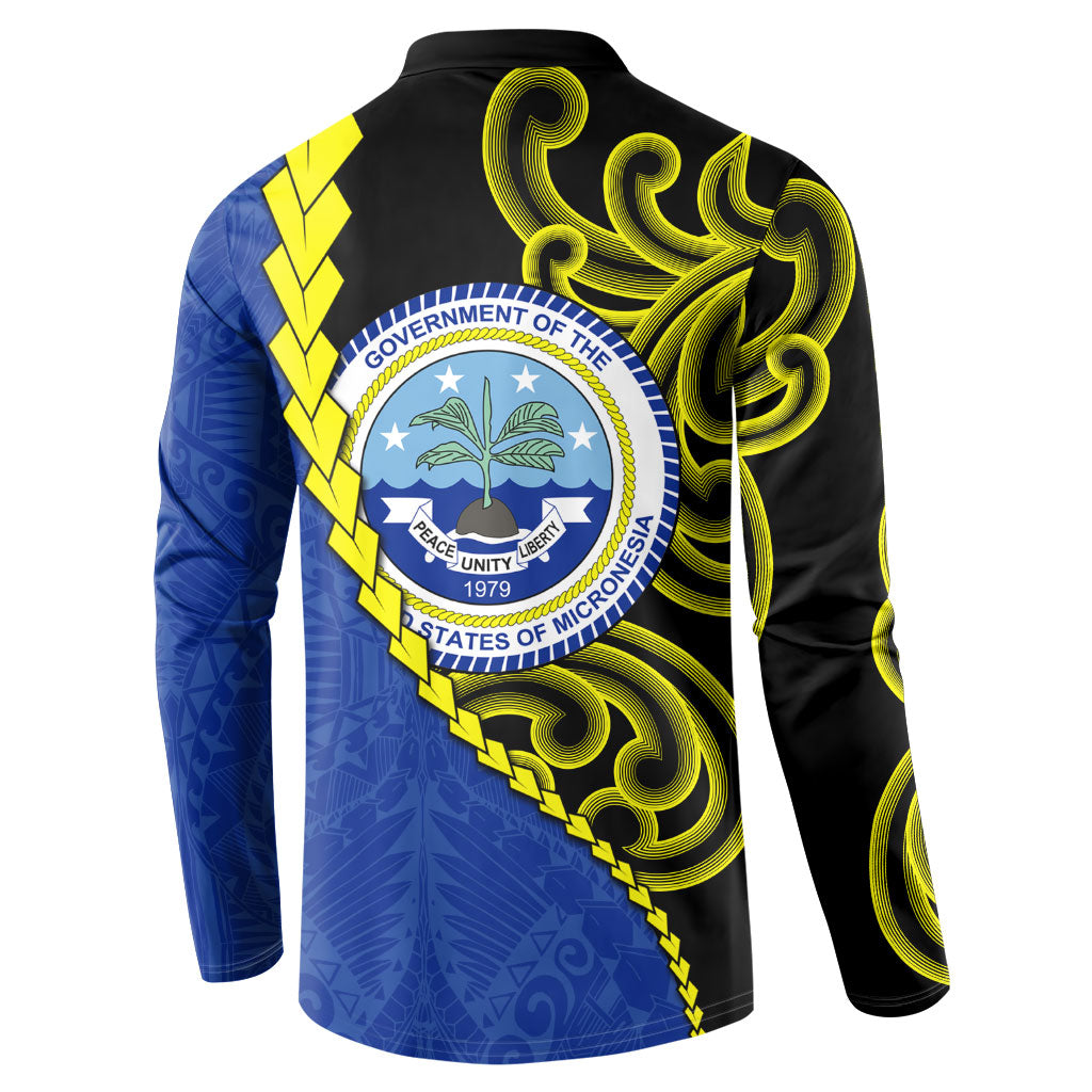 Federated States Of Micronesia FSM Button Sweatshirt Pacific Islander Tribal Swirl Geometric Pattern