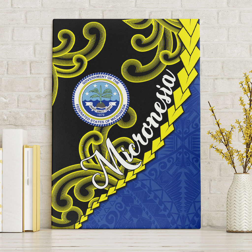 Federated States Of Micronesia FSM Canvas Wall Art Pacific Islander Tribal Swirl Geometric Pattern TS04 Without Frame Black Blue - Polynesian Pride