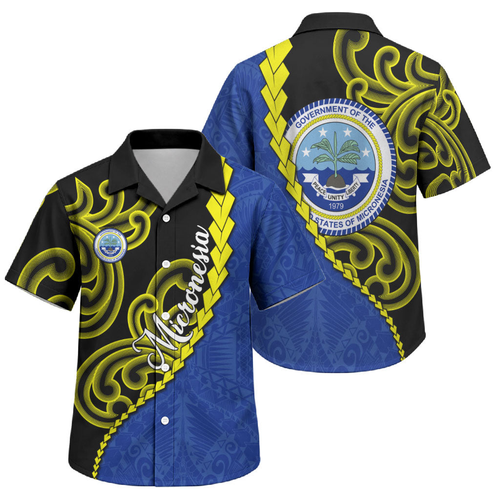 Federated States Of Micronesia FSM Family Matching Off Shoulder Maxi Dress and Hawaiian Shirt Pacific Islander Tribal Swirl Geometric Pattern