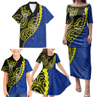 Federated States Of Micronesia FSM Family Matching Puletasi and Hawaiian Shirt Pacific Islander Tribal Swirl Geometric Pattern