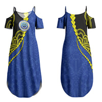 Federated States Of Micronesia FSM Family Matching Summer Maxi Dress and Hawaiian Shirt Pacific Islander Tribal Swirl Geometric Pattern