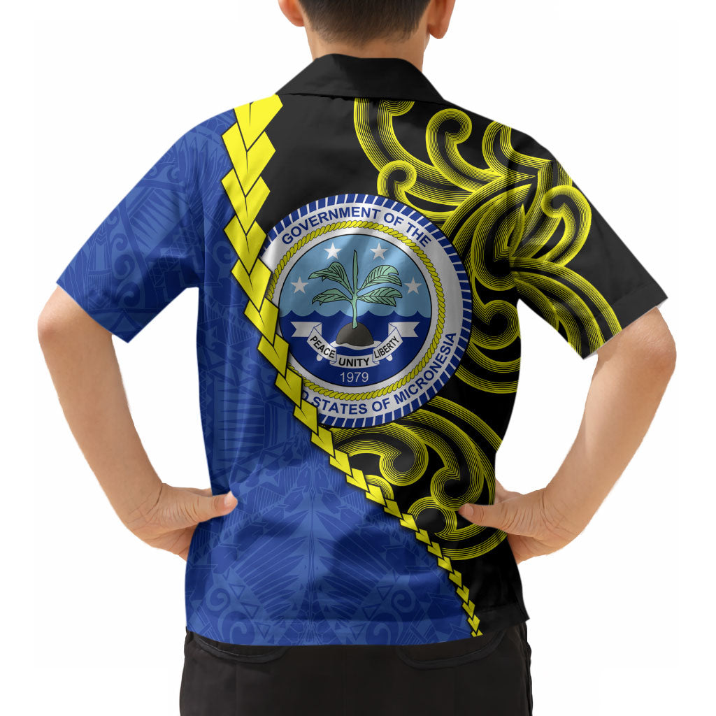 Federated States Of Micronesia FSM Kid Hawaiian Shirt Pacific Islander Tribal Swirl Geometric Pattern