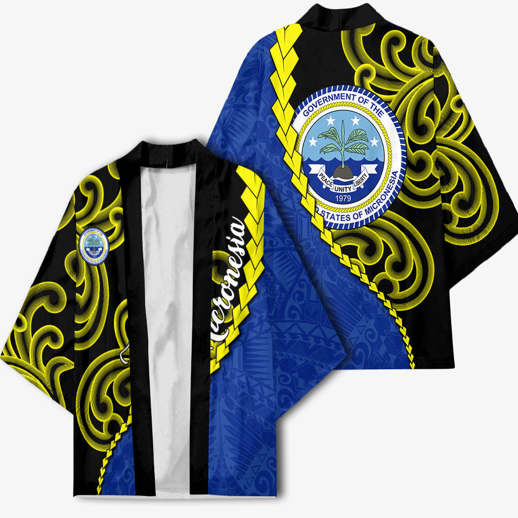 Federated States Of Micronesia FSM Kimono Pacific Islander Tribal Swirl Geometric Pattern