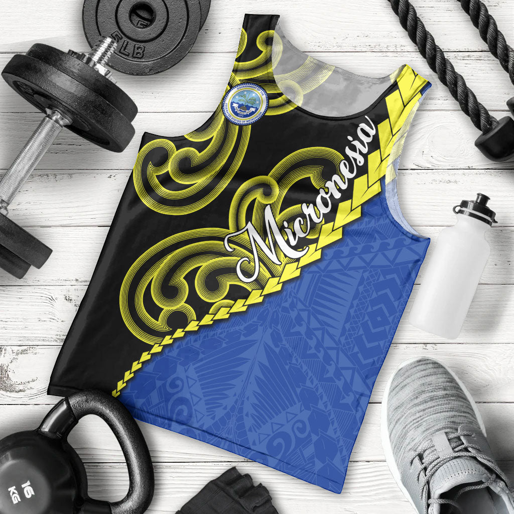 Federated States Of Micronesia FSM Men Tank Top Pacific Islander Tribal Swirl Geometric Pattern