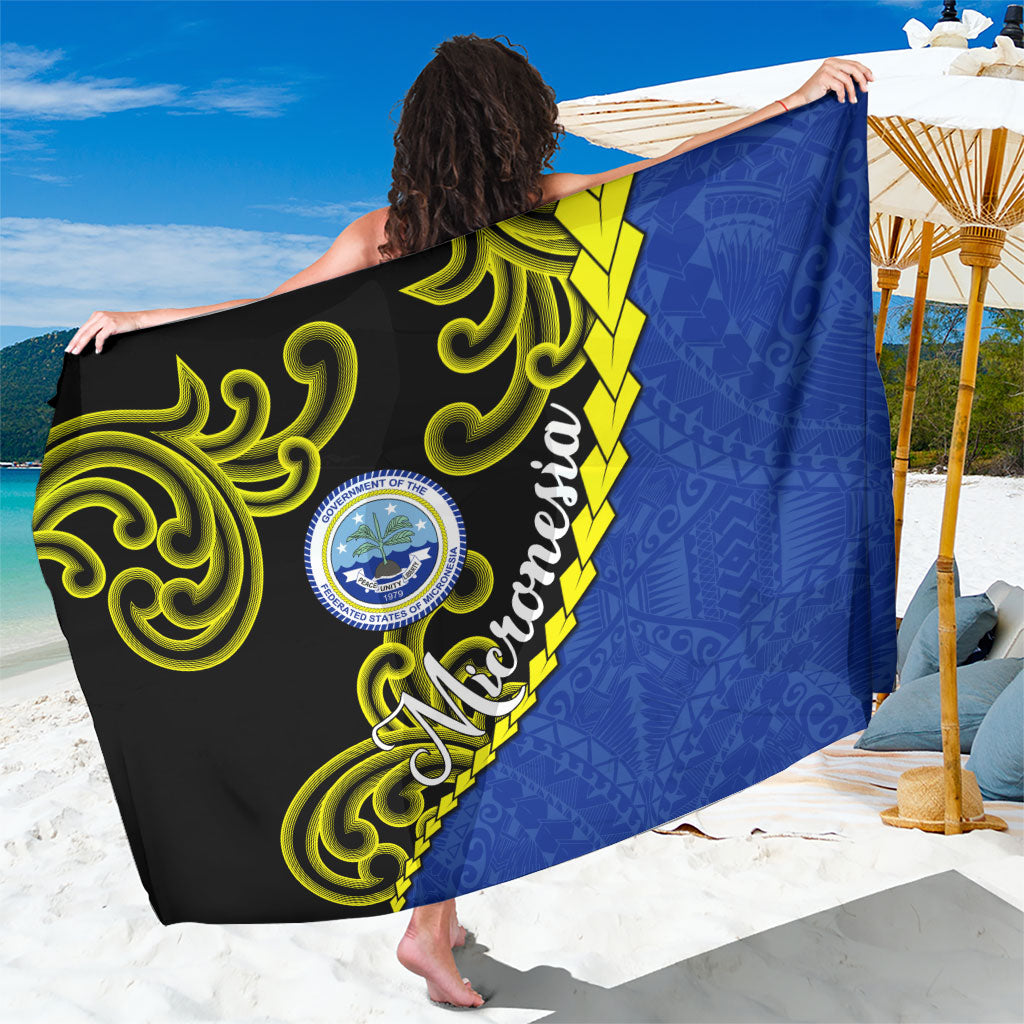 Federated States Of Micronesia FSM Sarong Pacific Islander Tribal Swirl Geometric Pattern TS04 One Size 44 x 66 inches Black Blue - Polynesian Pride