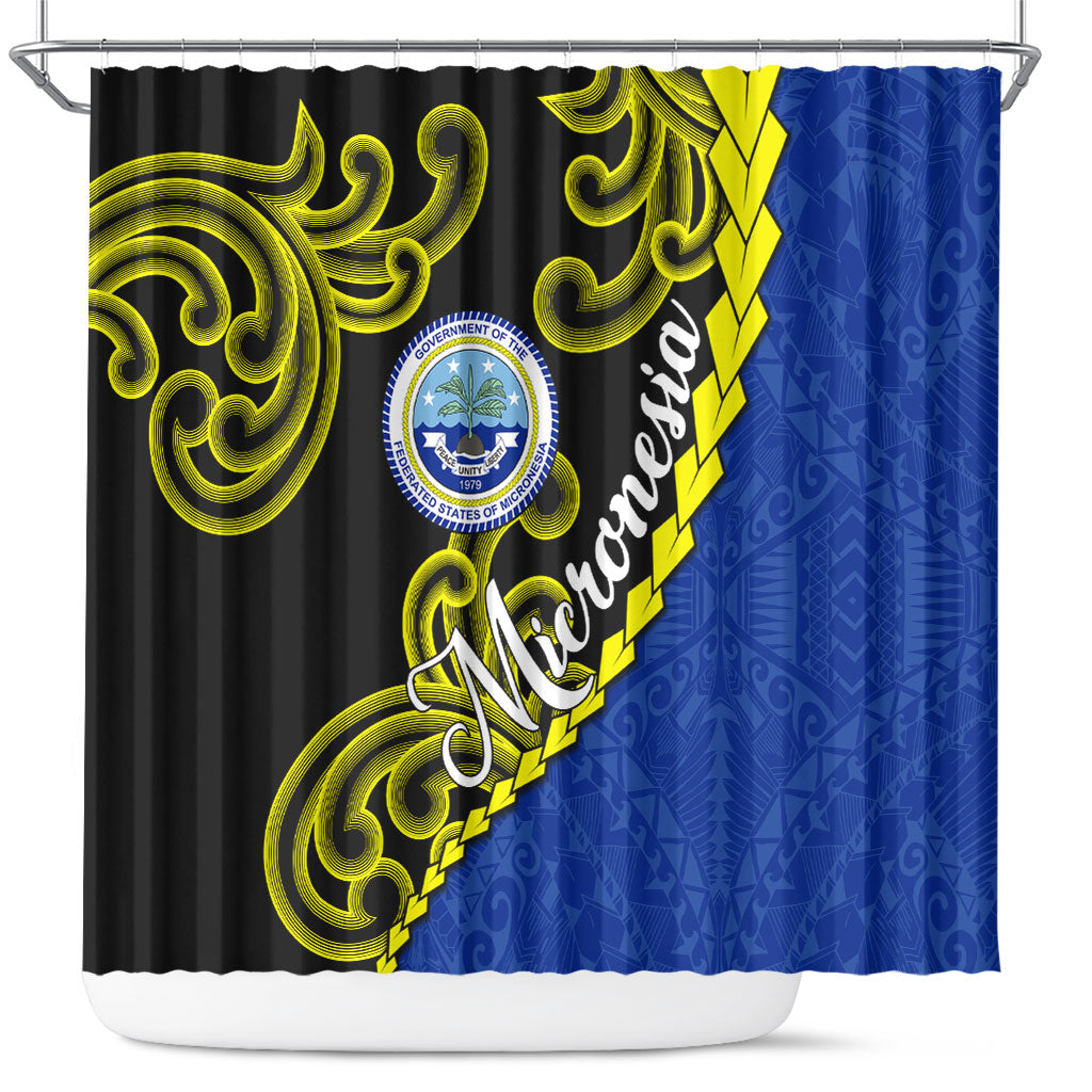 Federated States Of Micronesia FSM Shower Curtain Pacific Islander Tribal Swirl Geometric Pattern
