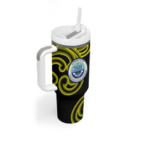 Federated States Of Micronesia FSM Tumbler With Handle Pacific Islander Tribal Swirl Geometric Pattern