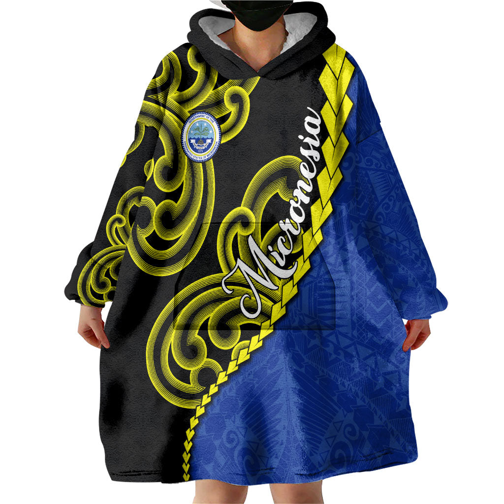 Federated States Of Micronesia FSM Wearable Blanket Hoodie Pacific Islander Tribal Swirl Geometric Pattern