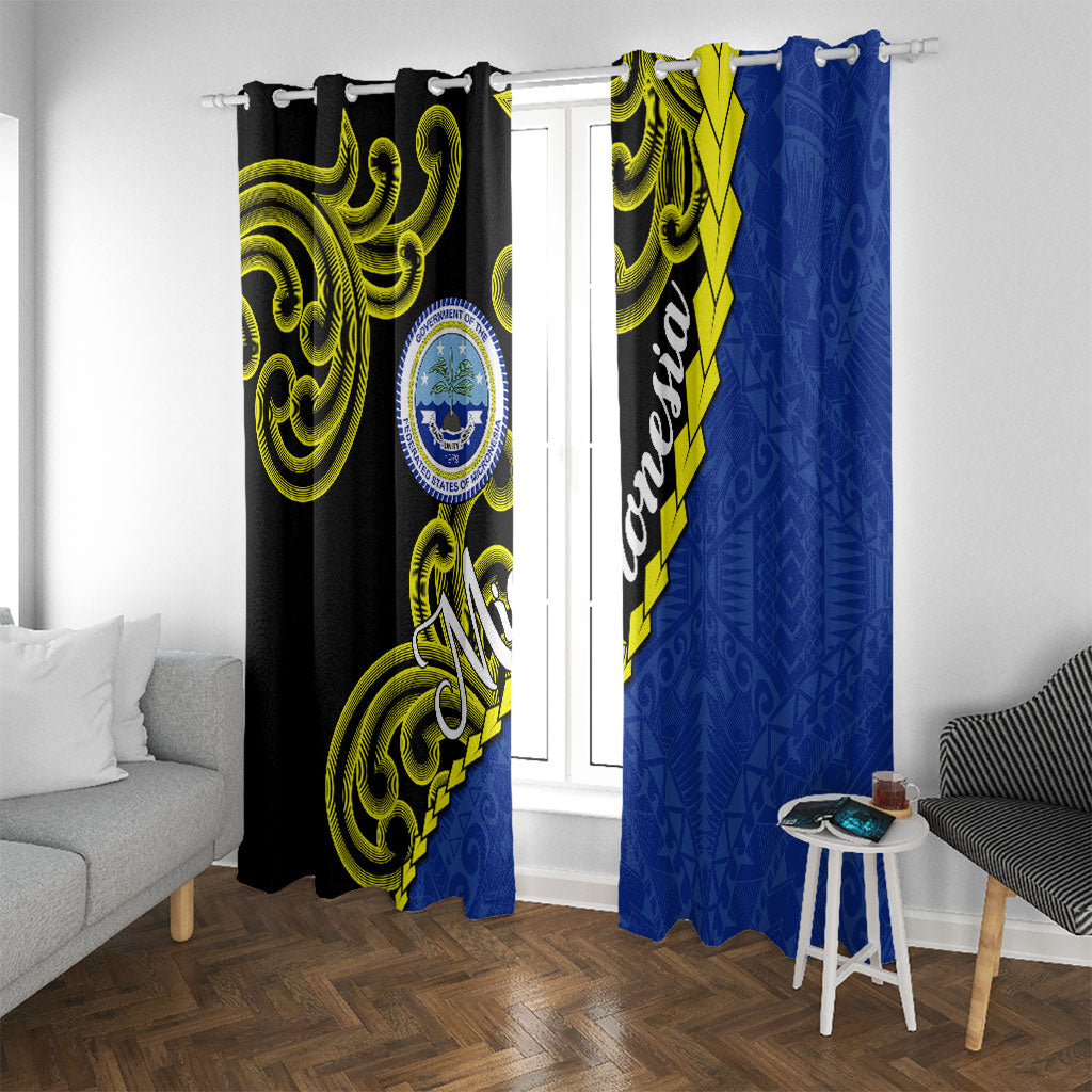 Federated States Of Micronesia FSM Window Curtain Pacific Islander Tribal Swirl Geometric Pattern