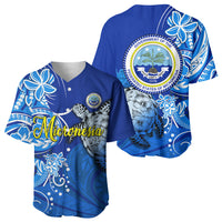 Micronesia Sea Turtle Baseball Jersey Federated States Of Micronesia Tribal Floral Pattern
