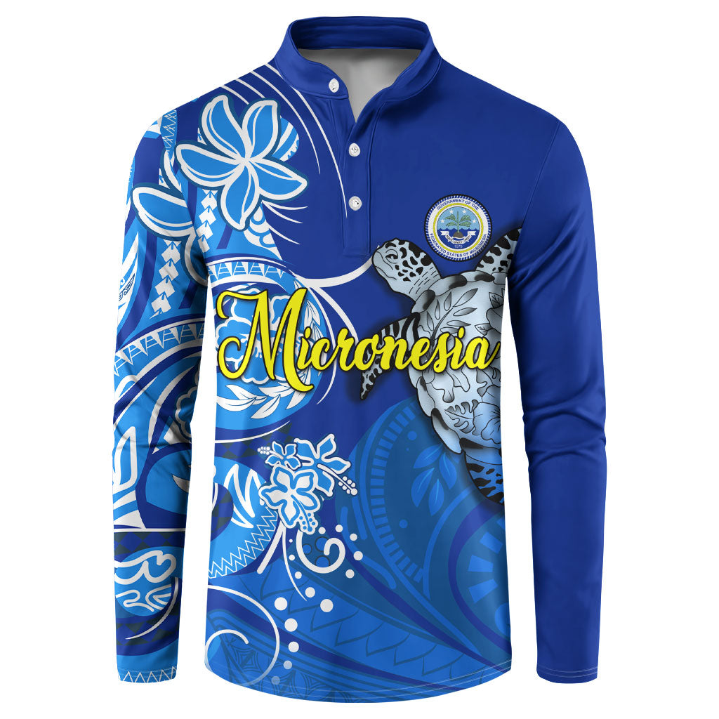 Micronesia Sea Turtle Button Sweatshirt Federated States Of Micronesia Tribal Floral Pattern