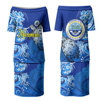 Micronesia Sea Turtle Couples Matching Puletasi and Hawaiian Shirt Federated States Of Micronesia Tribal Floral Pattern