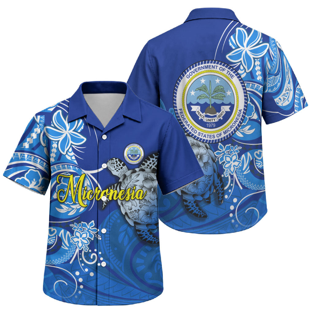 Micronesia Sea Turtle Family Matching Puletasi and Hawaiian Shirt Federated States Of Micronesia Tribal Floral Pattern