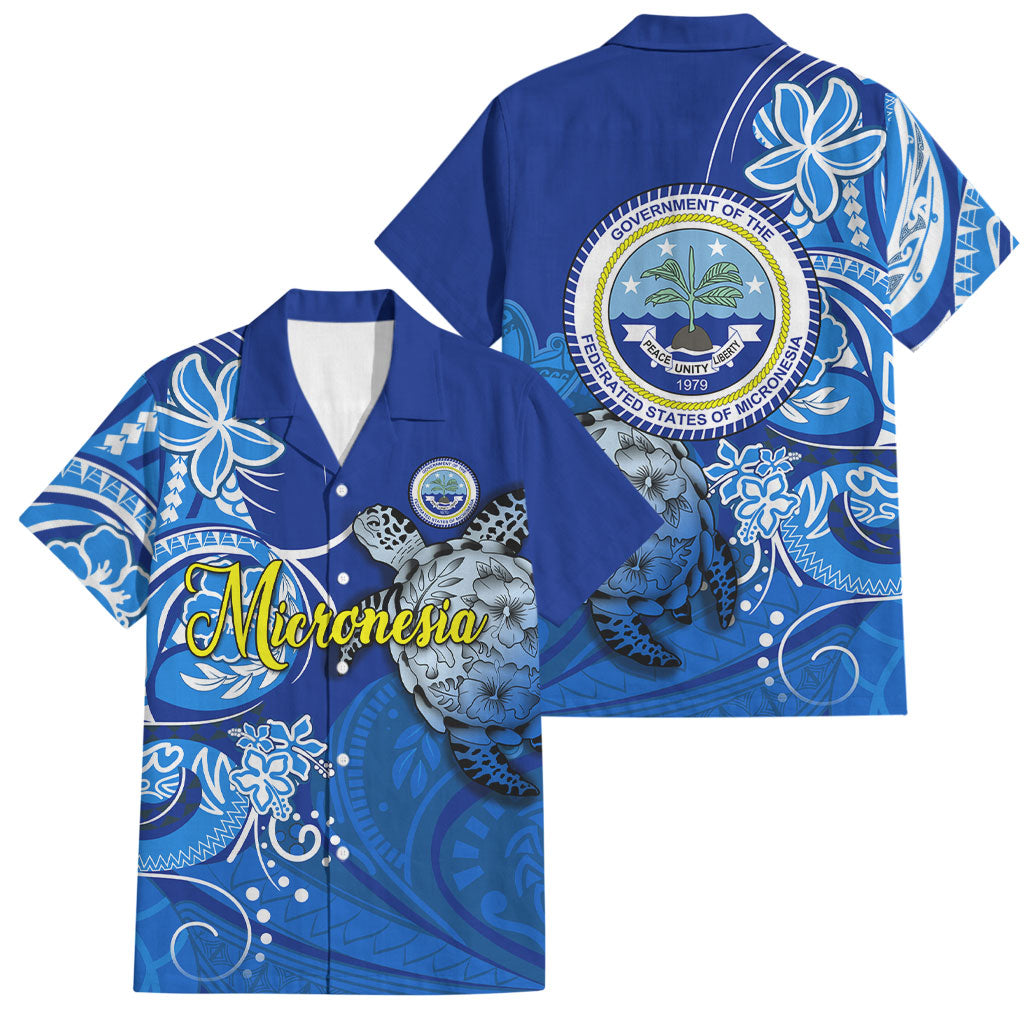 Micronesia Sea Turtle Family Matching Short Sleeve Bodycon Dress and Hawaiian Shirt Federated States Of Micronesia Tribal Floral Pattern