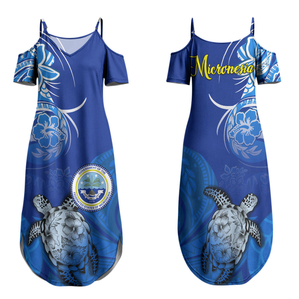 Micronesia Sea Turtle Family Matching Summer Maxi Dress and Hawaiian Shirt Federated States Of Micronesia Tribal Floral Pattern