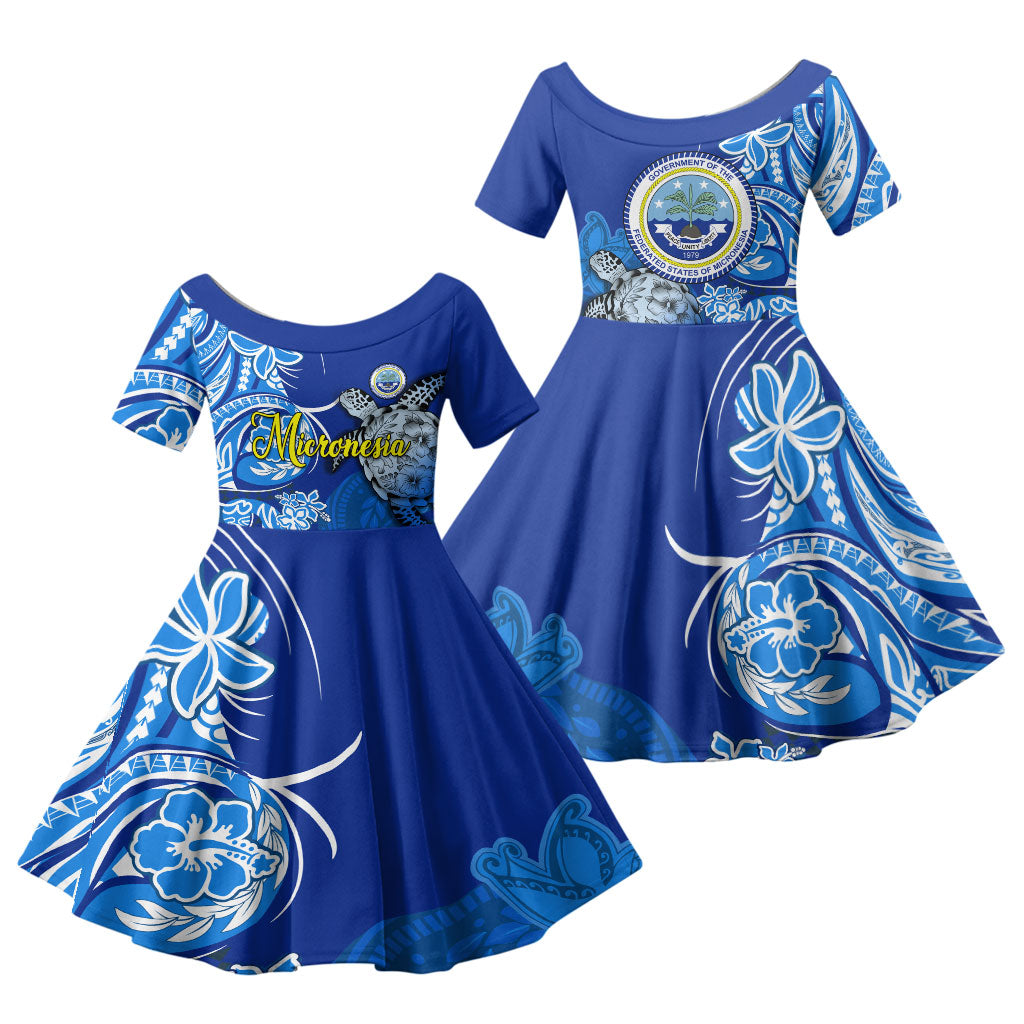 Micronesia Sea Turtle Family Matching Tank Maxi Dress and Hawaiian Shirt Federated States Of Micronesia Tribal Floral Pattern
