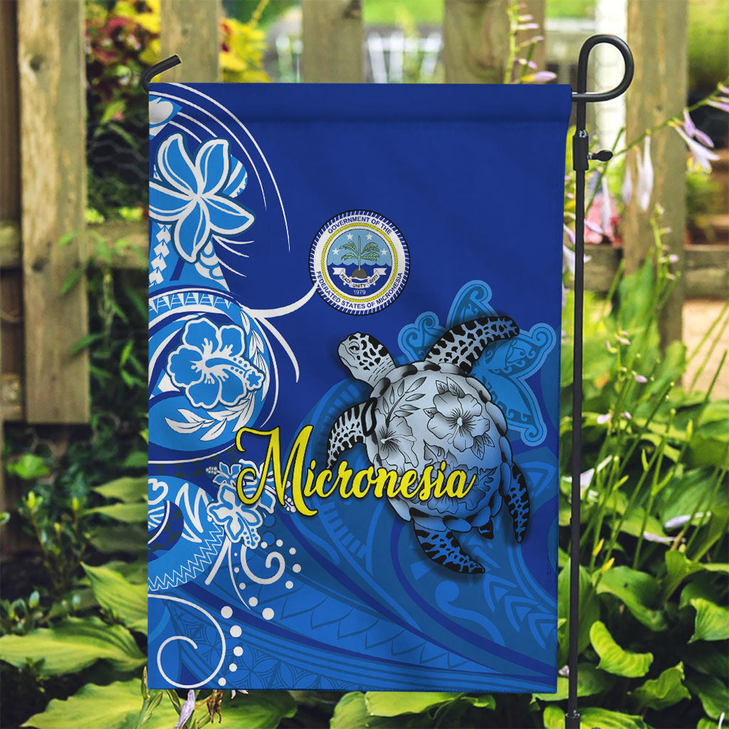 Micronesia Sea Turtle Garden Flag Federated States Of Micronesia Tribal Floral Pattern