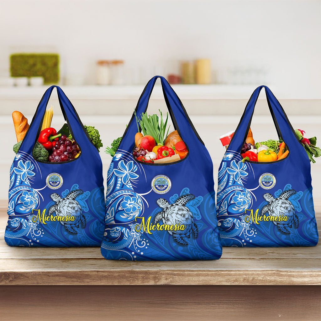 Micronesia Sea Turtle Grocery Bag Federated States Of Micronesia Tribal Floral Pattern