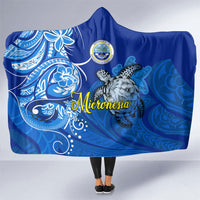 Micronesia Sea Turtle Hooded Blanket Federated States Of Micronesia Tribal Floral Pattern