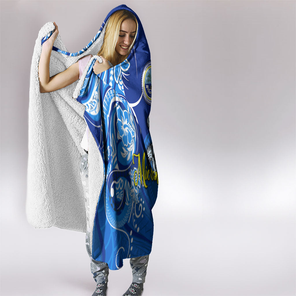 Micronesia Sea Turtle Hooded Blanket Federated States Of Micronesia Tribal Floral Pattern
