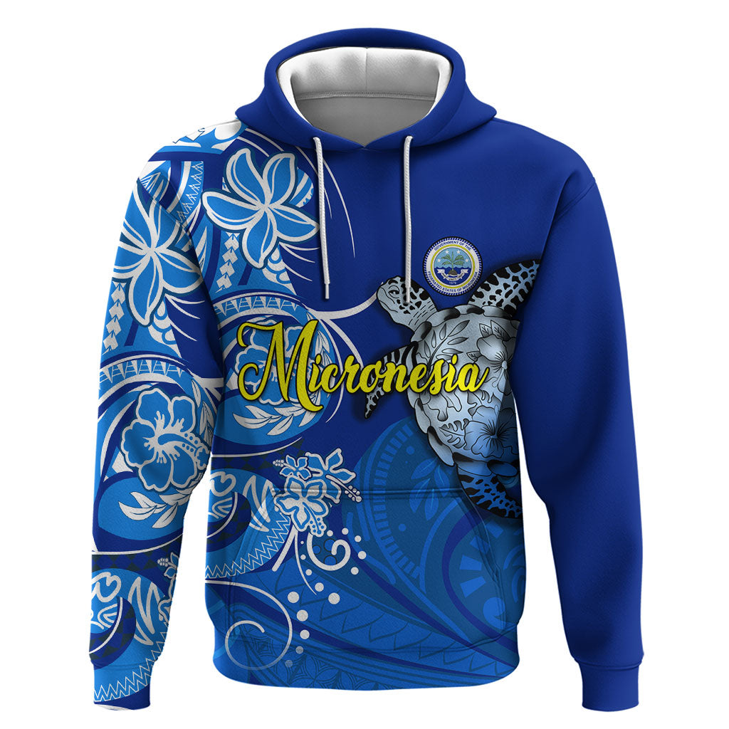 Micronesia Sea Turtle Hoodie Federated States Of Micronesia Tribal Floral Pattern