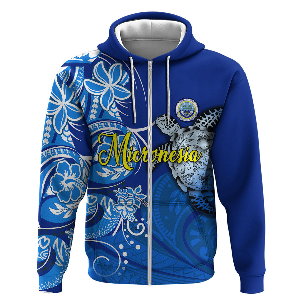 Micronesia Sea Turtle Hoodie Federated States Of Micronesia Tribal Floral Pattern