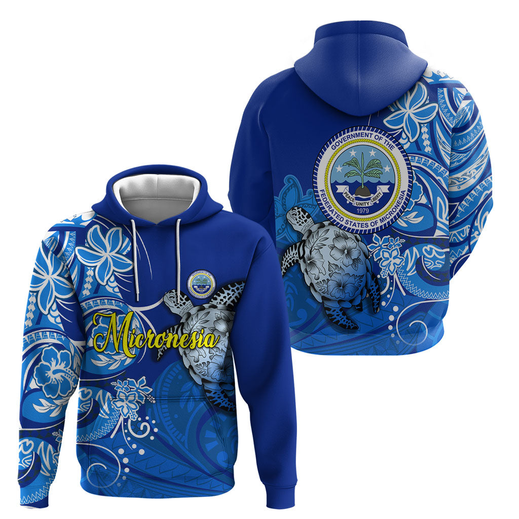 Micronesia Sea Turtle Hoodie Federated States Of Micronesia Tribal Floral Pattern