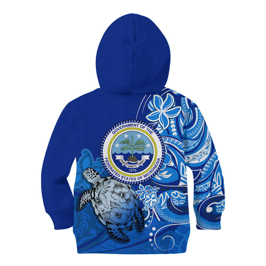 Micronesia Sea Turtle Kid Hoodie Federated States Of Micronesia Tribal Floral Pattern TS04 - Polynesian Pride
