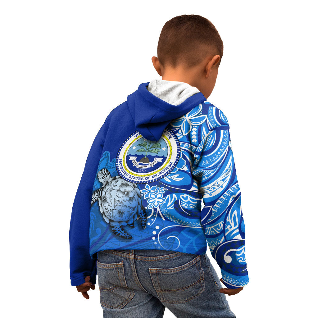 Micronesia Sea Turtle Kid Hoodie Federated States Of Micronesia Tribal Floral Pattern TS04 - Polynesian Pride