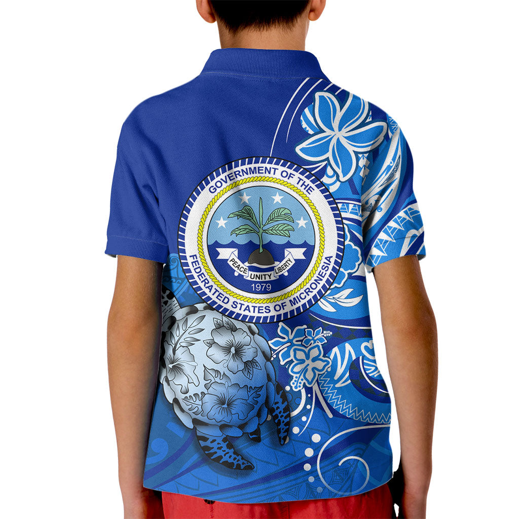 Micronesia Sea Turtle Kid Polo Shirt Federated States Of Micronesia Tribal Floral Pattern