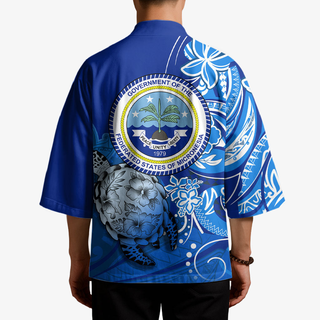 Micronesia Sea Turtle Kimono Federated States Of Micronesia Tribal Floral Pattern