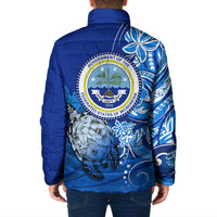 Micronesia Sea Turtle Padded Jacket Federated States Of Micronesia Tribal Floral Pattern
