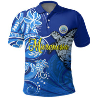 Micronesia Sea Turtle Polo Shirt Federated States Of Micronesia Tribal Floral Pattern
