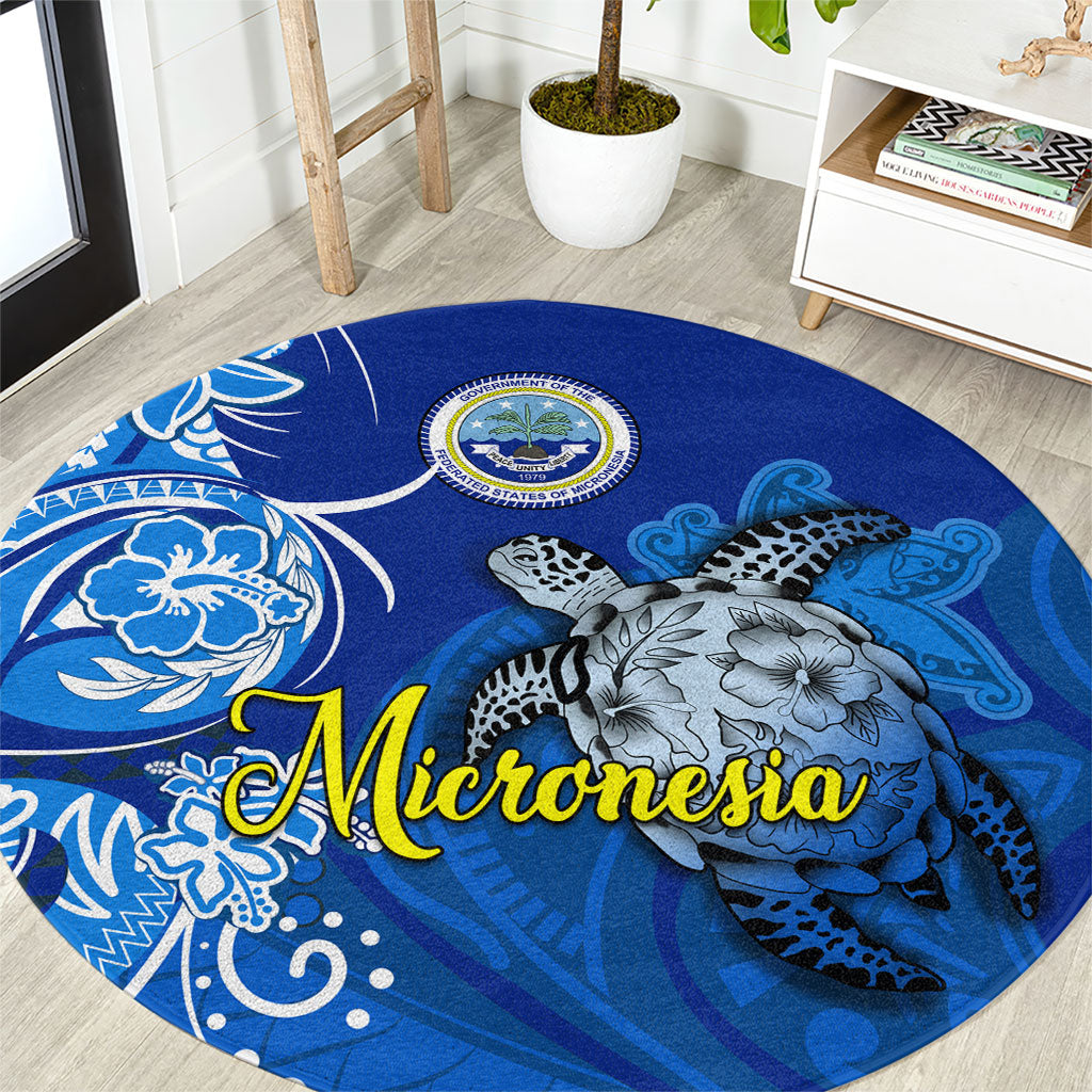 Micronesia Sea Turtle Round Carpet Federated States Of Micronesia Tribal Floral Pattern