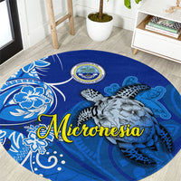 Micronesia Sea Turtle Round Carpet Federated States Of Micronesia Tribal Floral Pattern