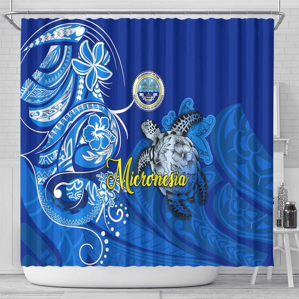 Micronesia Sea Turtle Shower Curtain Federated States Of Micronesia Tribal Floral Pattern