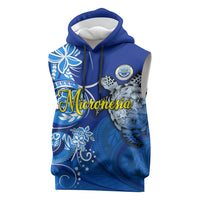 Micronesia Sea Turtle Sleeveless Hoodie Federated States Of Micronesia Tribal Floral Pattern