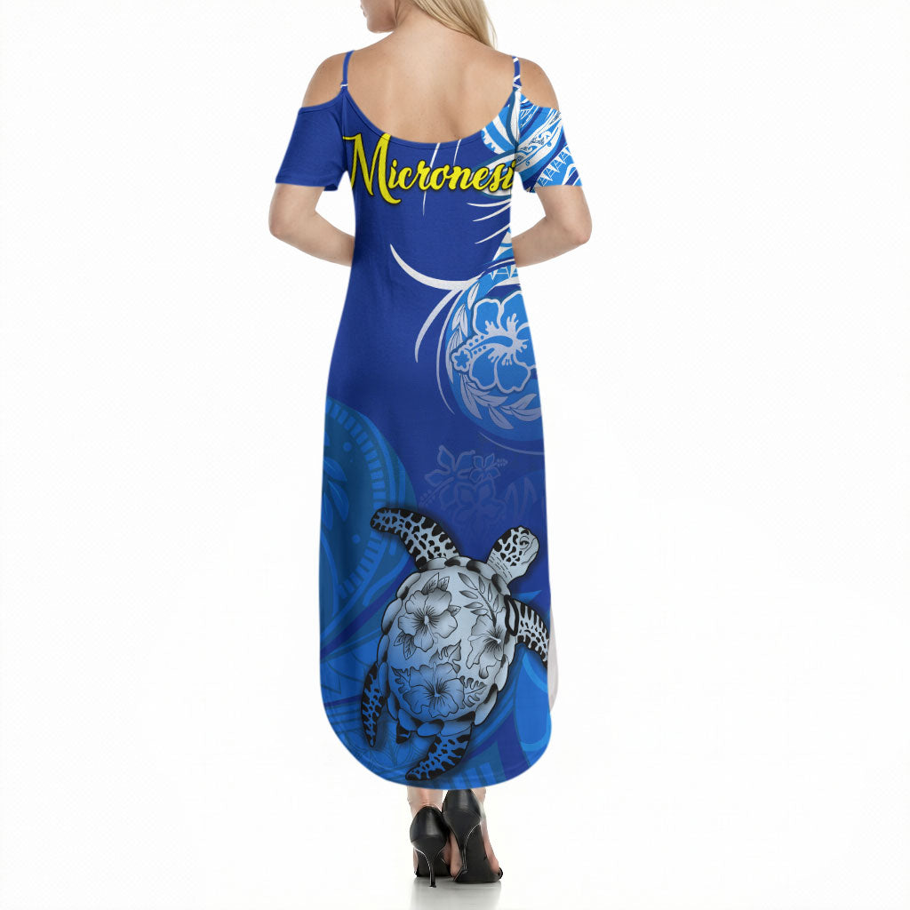 Micronesia Sea Turtle Summer Maxi Dress Federated States Of Micronesia Tribal Floral Pattern