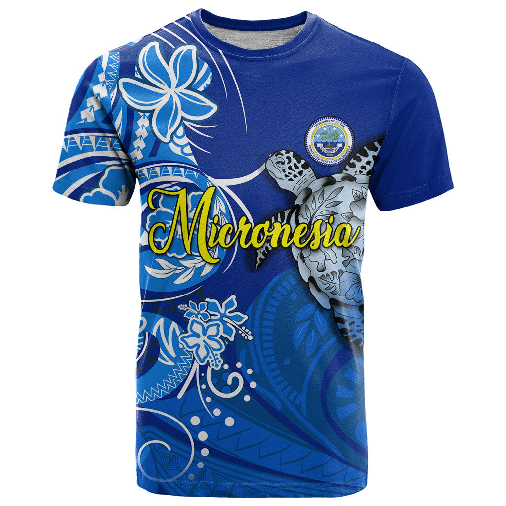 Micronesia Sea Turtle T Shirt Federated States Of Micronesia Tribal Floral Pattern