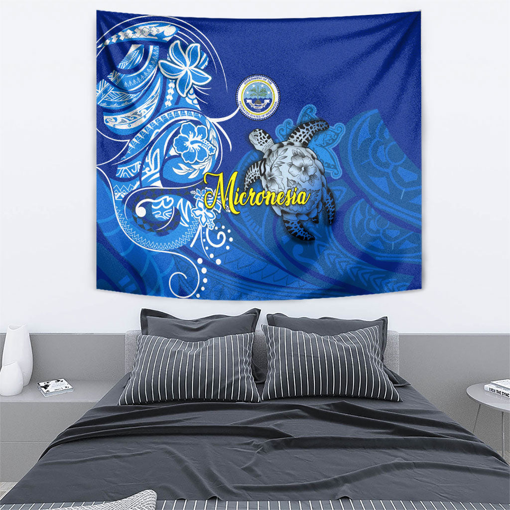 Micronesia Sea Turtle Tapestry Federated States Of Micronesia Tribal Floral Pattern
