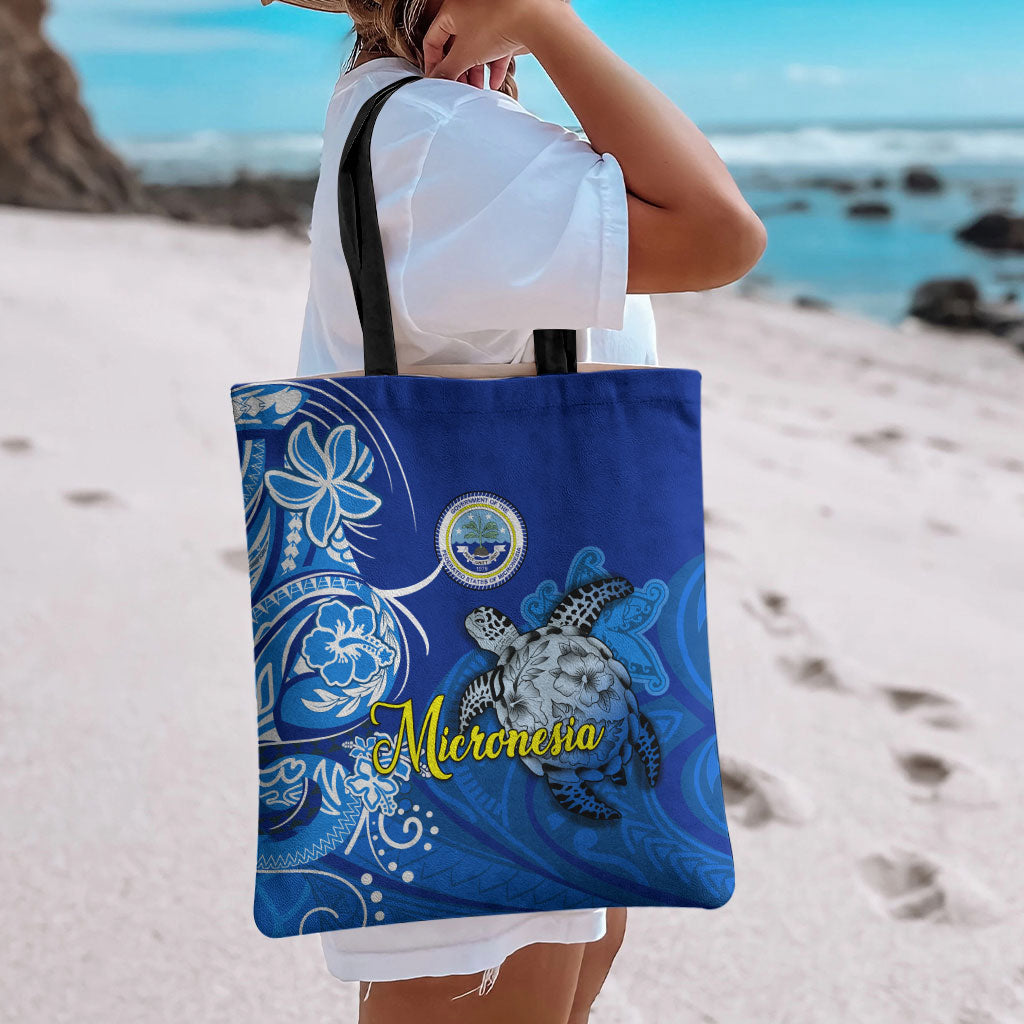 Micronesia Sea Turtle Tote Bag Federated States Of Micronesia Tribal Floral Pattern