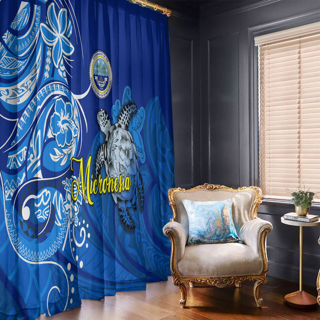 Micronesia Sea Turtle Window Curtain Federated States Of Micronesia Tribal Floral Pattern