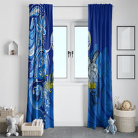 Micronesia Sea Turtle Window Curtain Federated States Of Micronesia Tribal Floral Pattern